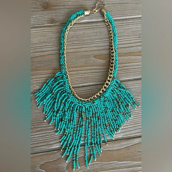 ‼️RARE‼️🎸Adornia🎸🔥NWOT🔥14K Yellow Gold Plated Chain & Beaded Fringe Necklace